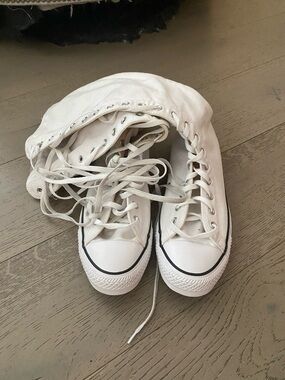 Converse High-Top Canvas Sneakers in Off-White
